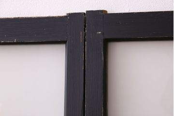 艶消しブラックペイント　すりガラス入り!ガラス戸2枚セット(窓)