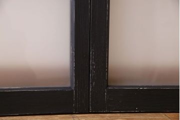 艶消しブラックペイント　すりガラス入り!ガラス戸2枚セット(窓)