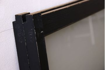 艶消しブラックペイント　すりガラス入り!ガラス戸2枚セット(窓)