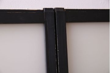 艶消しブラックペイント　すりガラス入り!ガラス戸2枚セット(窓)