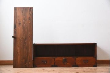 アンティーク家具　前面欅材　漆塗りがきれいな箪笥ローボード