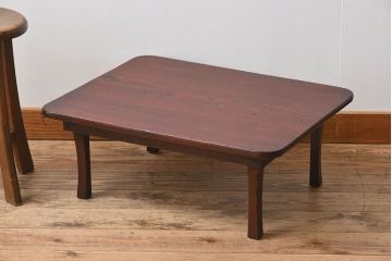 レトロ家具　天板一枚板　昭和レトロなアンティークちゃぶ台