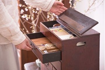 アンティーク雑貨　総欅材　和製アンティーク　酒田　裁縫箱