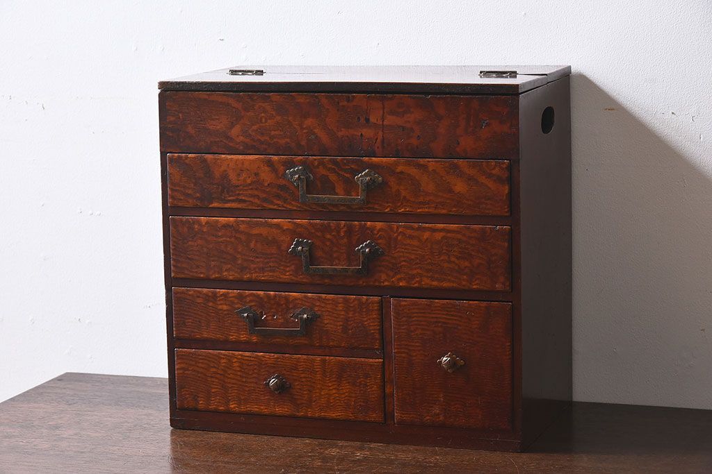 アンティーク雑貨　総欅材　和製アンティーク　酒田　裁縫箱