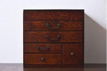 アンティーク雑貨　総欅材　和製アンティーク　酒田　裁縫箱