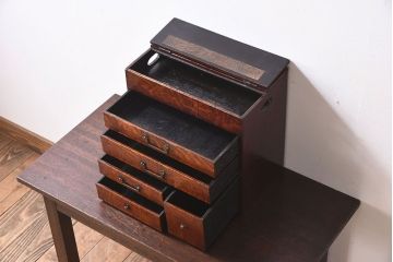 アンティーク雑貨　総欅材　和製アンティーク　酒田　裁縫箱