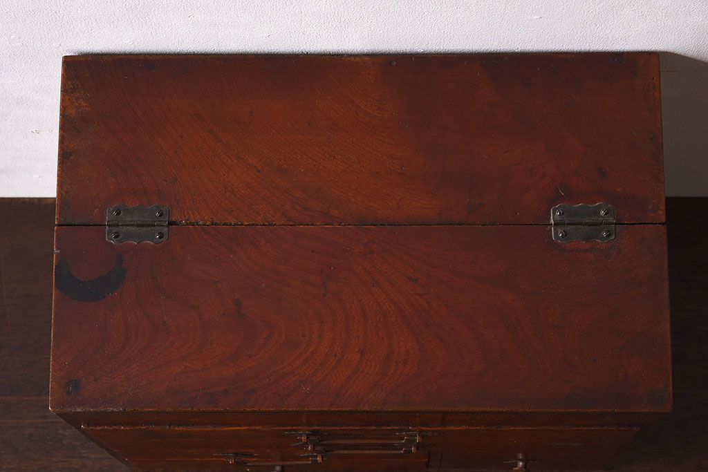 アンティーク雑貨　総欅材　和製アンティーク　酒田　裁縫箱