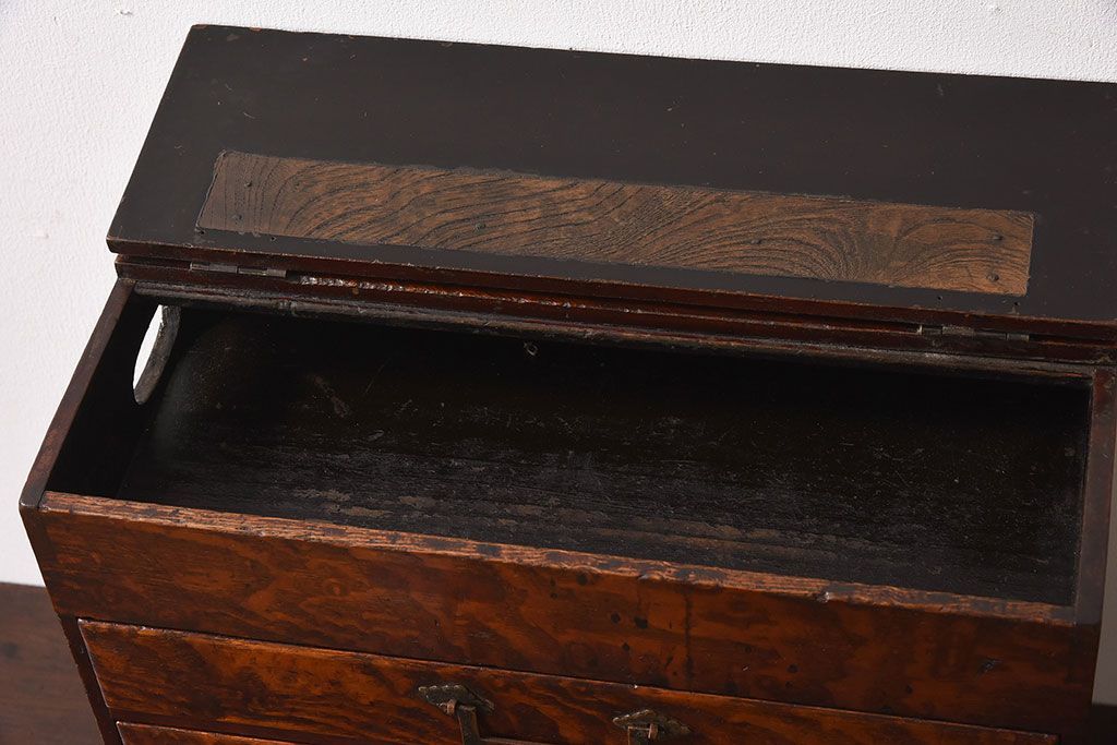 アンティーク雑貨　総欅材　和製アンティーク　酒田　裁縫箱