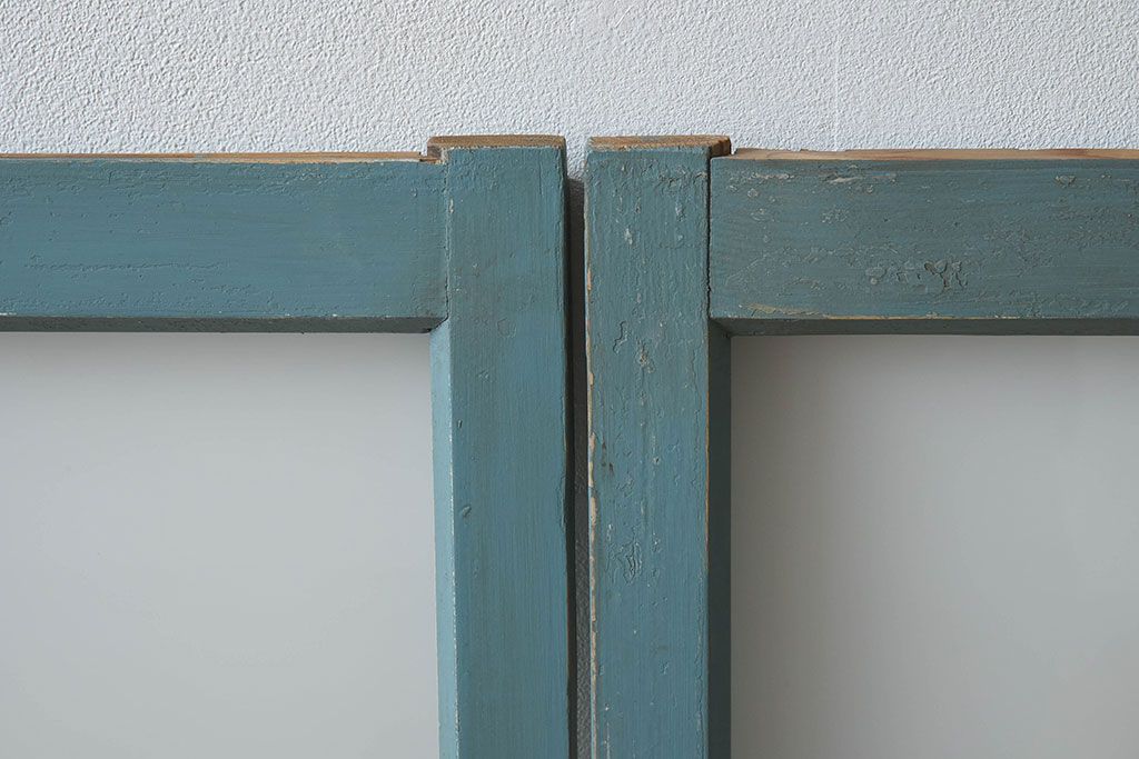 すりガラス入り!レトロデザイン　シンプルなペイントガラス戸2枚セット(窓)