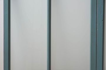 すりガラス入り!レトロデザイン　シンプルなペイントガラス戸2枚セット(窓)