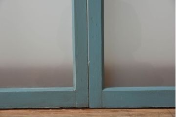 すりガラス入り!レトロデザイン　シンプルなペイントガラス戸2枚セット(窓)