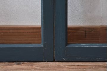 ゆらゆらガラス入り!レトロデザイン　シンプルなペイントガラス戸2枚セット(窓)