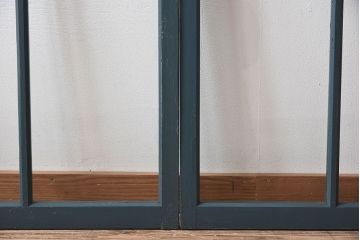 ゆらゆらガラス入り!レトロデザイン　シンプルなペイントガラス戸2枚セット(窓)