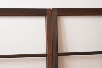 モールガラス入り!古い木のアンティークガラス戸4枚セット(窓)