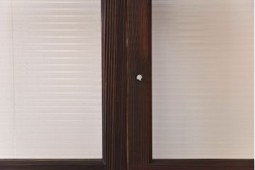 モールガラス入り!古い木のアンティークガラス戸4枚セット(窓)
