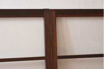 モールガラス入り!古い木のアンティークガラス戸4枚セット(窓)