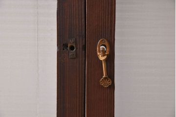 モールガラス入り!古い木のアンティークガラス戸4枚セット(窓)