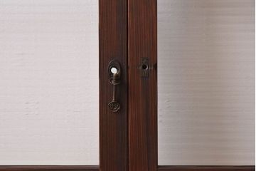 モールガラス入り!古い木のアンティークガラス戸4枚セット(窓)