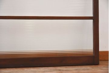 モールガラス入り!古い木のアンティークガラス戸4枚セット(窓)