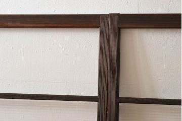 モールガラス入り!古い木のアンティークガラス戸4枚セット(窓)