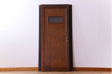 チェッカーガラス入り!古い木のレトロなアンティークドア(扉)