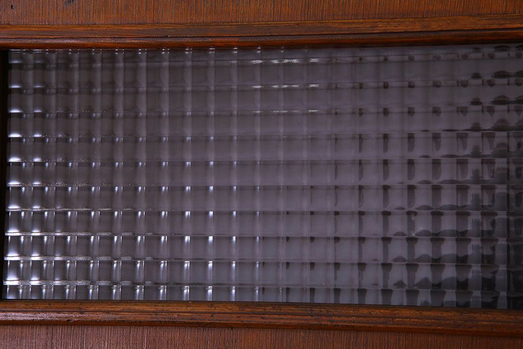 チェッカーガラス入り!古い木のレトロなアンティークドア(扉)