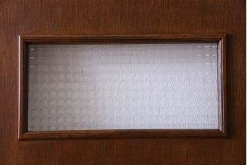 チェッカーガラス入り!古い木のレトロなアンティークドア(扉)