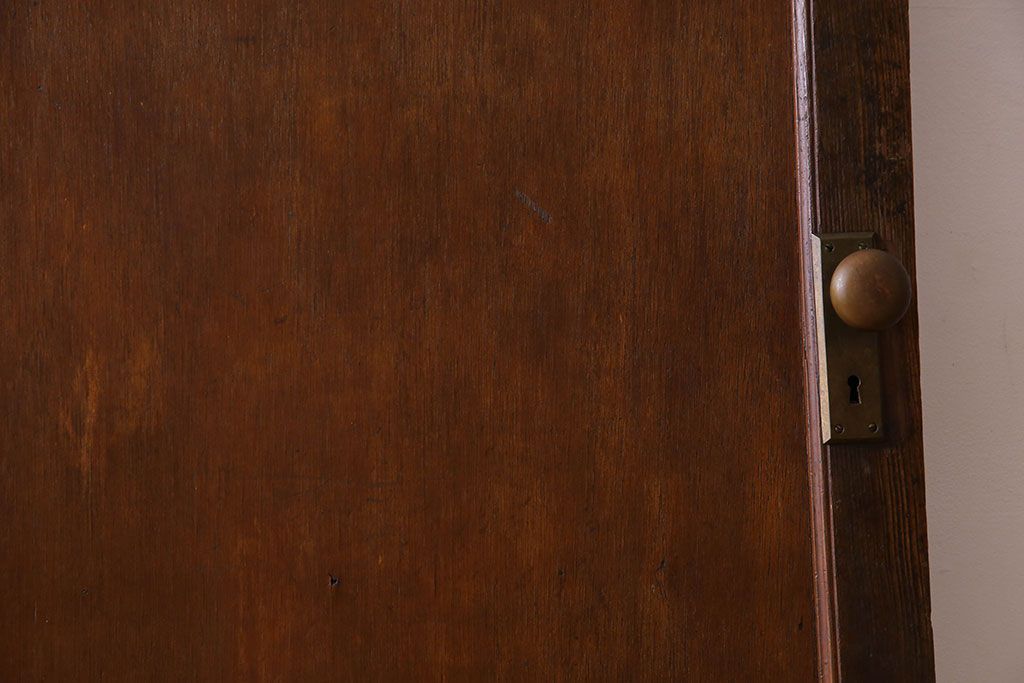 チェッカーガラス入り!古い木のレトロなアンティークドア(扉)