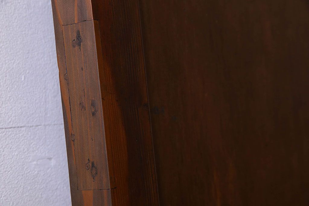 チェッカーガラス入り!古い木のレトロなアンティークドア(扉)