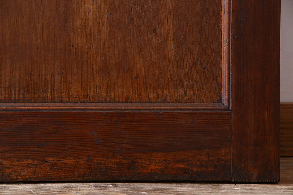 チェッカーガラス入り!古い木のレトロなアンティークドア(扉)