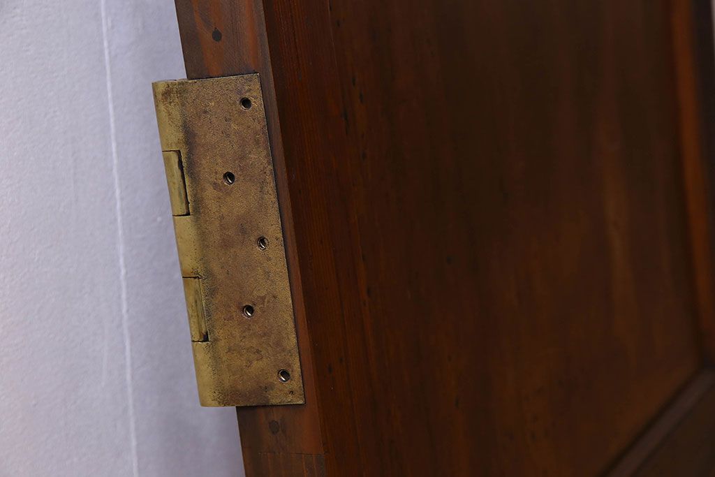 チェッカーガラス入り!古い木のレトロなアンティークドア(扉)