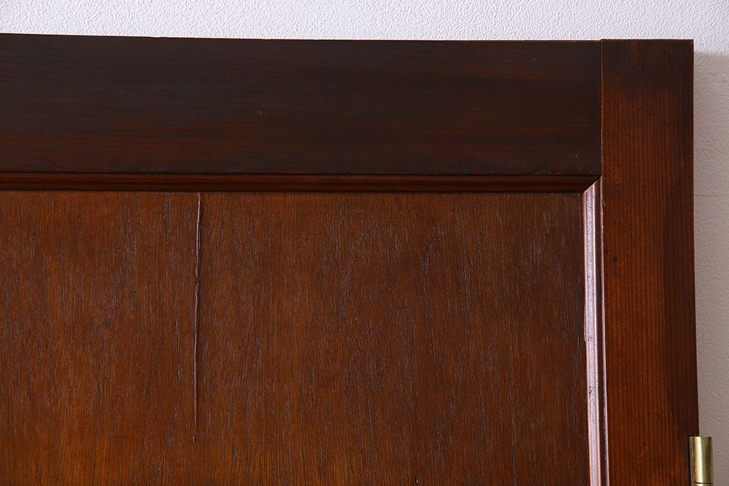 チェッカーガラス入り!古い木のレトロなアンティークドア(扉)