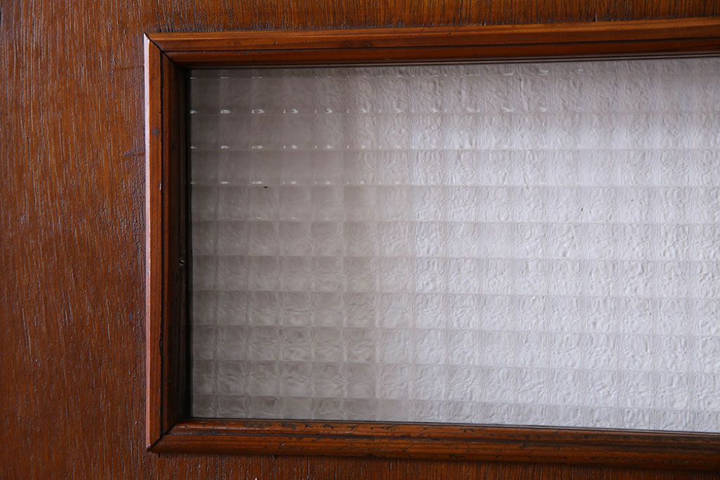 チェッカーガラス入り!古い木のレトロなアンティークドア(扉)