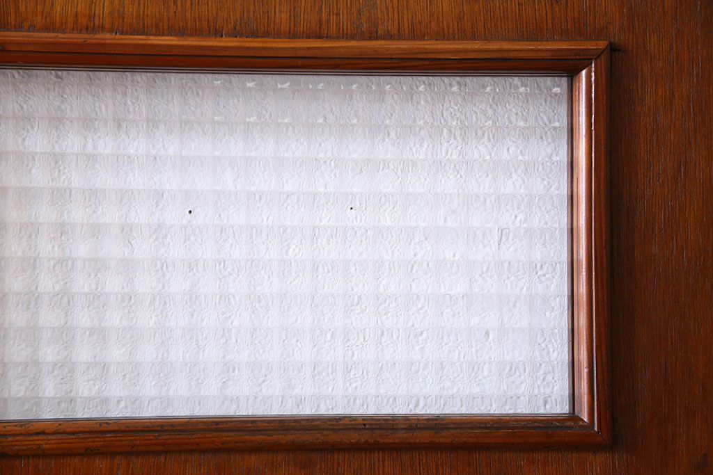 チェッカーガラス入り!古い木のレトロなアンティークドア(扉)