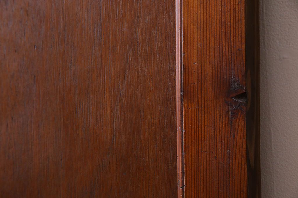 チェッカーガラス入り!古い木のレトロなアンティークドア(扉)