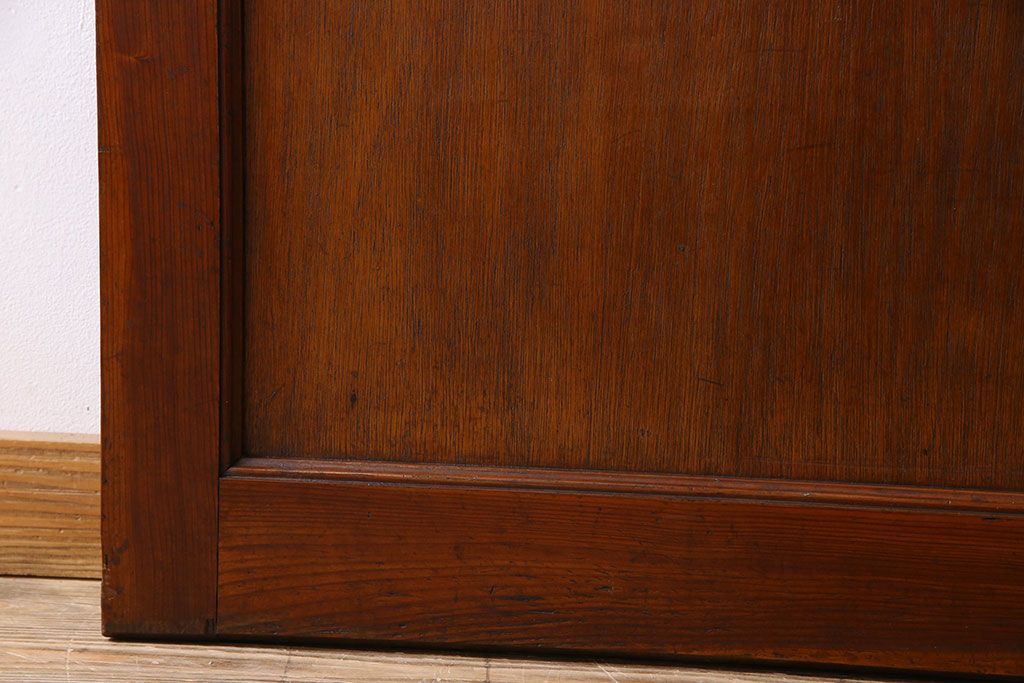 チェッカーガラス入り!古い木のレトロなアンティークドア(扉)