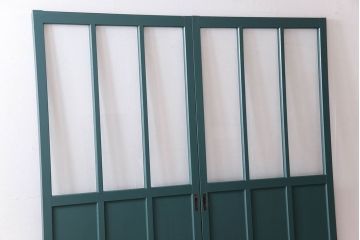 アンティークペイント!レトロでおしゃれなガラス戸2枚セット
