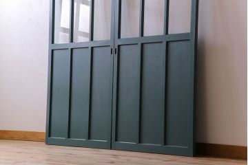 アンティークペイント!レトロでおしゃれなガラス戸2枚セット