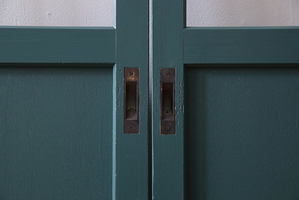 アンティークペイント!レトロでおしゃれなガラス戸2枚セット