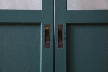 アンティークペイント!レトロでおしゃれなガラス戸2枚セット