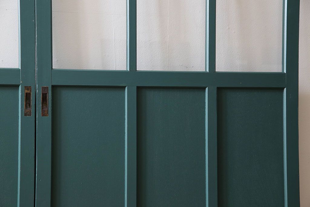 アンティークペイント!レトロでおしゃれなガラス戸2枚セット