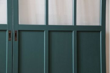 アンティークペイント!レトロでおしゃれなガラス戸2枚セット