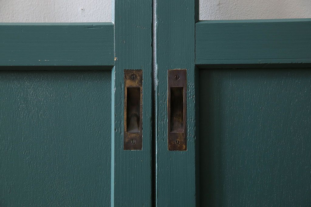 アンティークペイント!レトロでおしゃれなガラス戸2枚セット