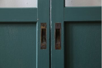 アンティークペイント!レトロでおしゃれなガラス戸2枚セット