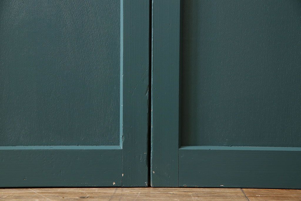 アンティークペイント!レトロでおしゃれなガラス戸2枚セット