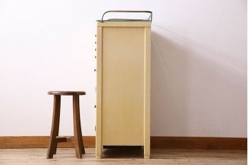 アンティーク家具　和製アンティーク　オリジナルペイントのシャビーなデンタルキャビネット