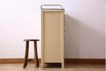 アンティーク家具　和製アンティーク　オリジナルペイントのシャビーなデンタルキャビネット