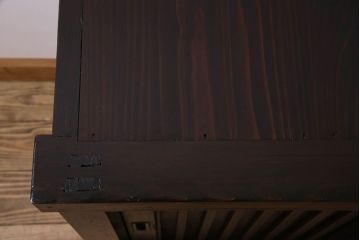 アンティーク家具　明治期　六尺　縦桟四枚引き戸　収納箪笥サイドボード(水屋箪笥)(2)