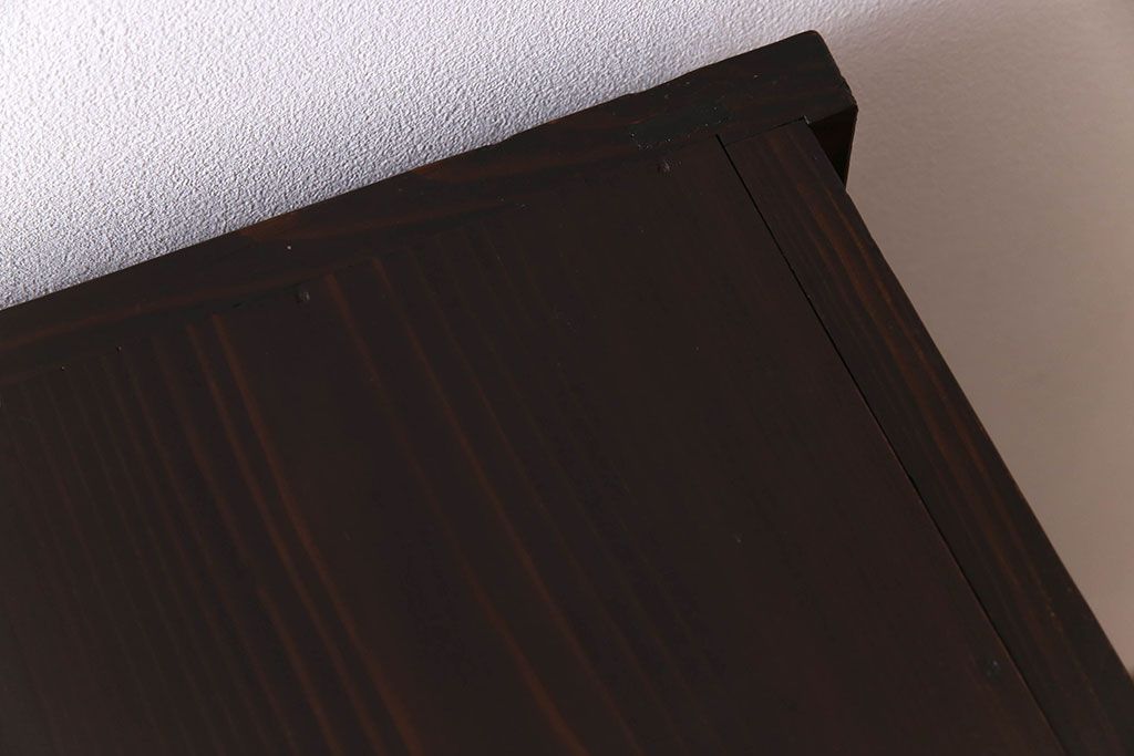 アンティーク家具　明治期　六尺　縦桟四枚引き戸　収納箪笥サイドボード(水屋箪笥)(2)