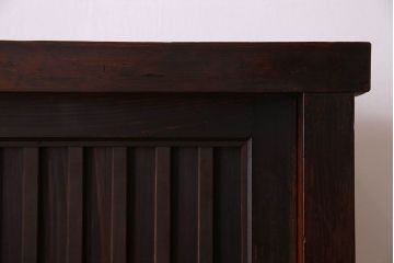 アンティーク家具　明治期　六尺　縦桟四枚引き戸　収納箪笥サイドボード(水屋箪笥)(2)